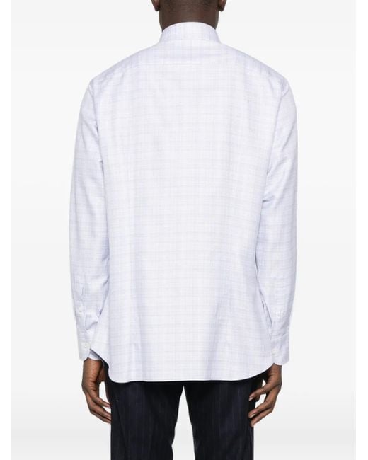 メンズ Brioni Checked Long-sleeved Shirt White