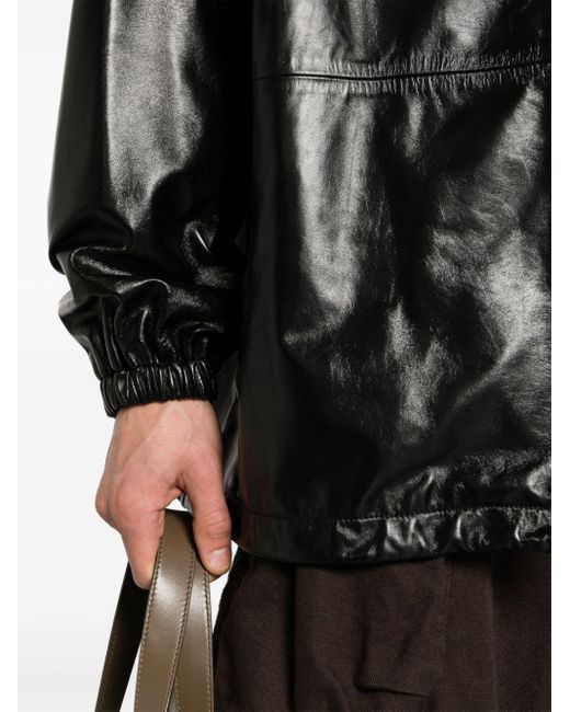 Veste en cuir à capuche Loewe pour homme en coloris Black