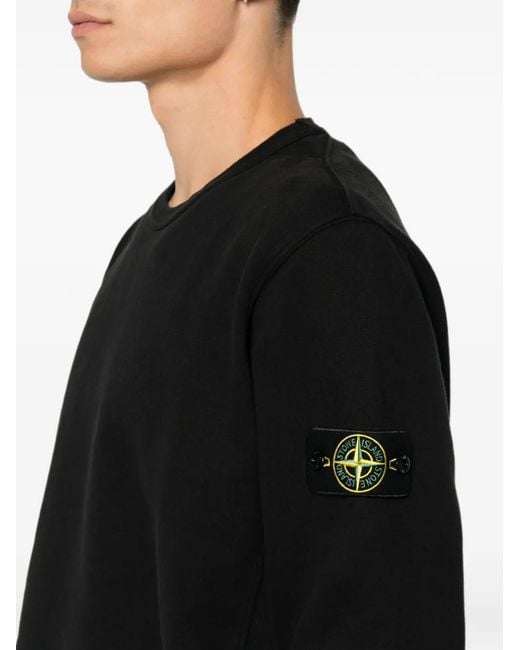Stone Island Black Logo-Patch Sweatshirt for men