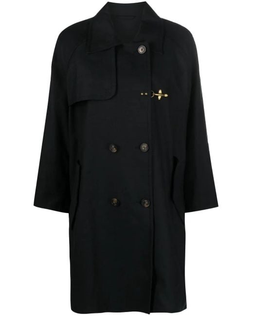 Fay Black Double-Breasted Trench Coat