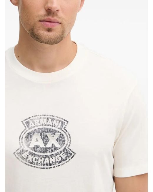 ARMANI EXCHANGE Blue Logo-Print Short-Sleeve T-Shirt for men