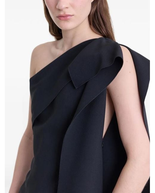 FFORME Black One-Shoulder Draped Top