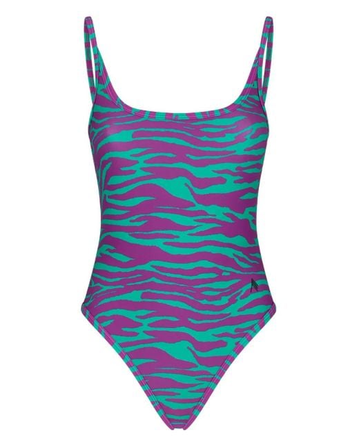 The Attico Blue Zebra-Print Swimsuit