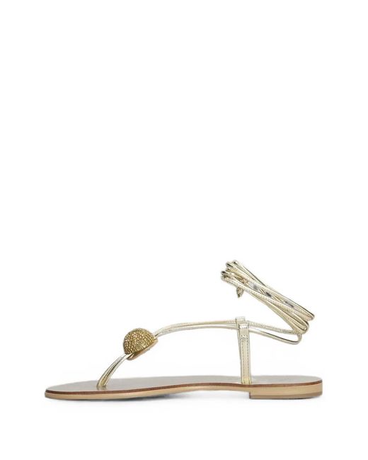 NICOLAS LAINAS White Embellished Wrap-Around Sandals