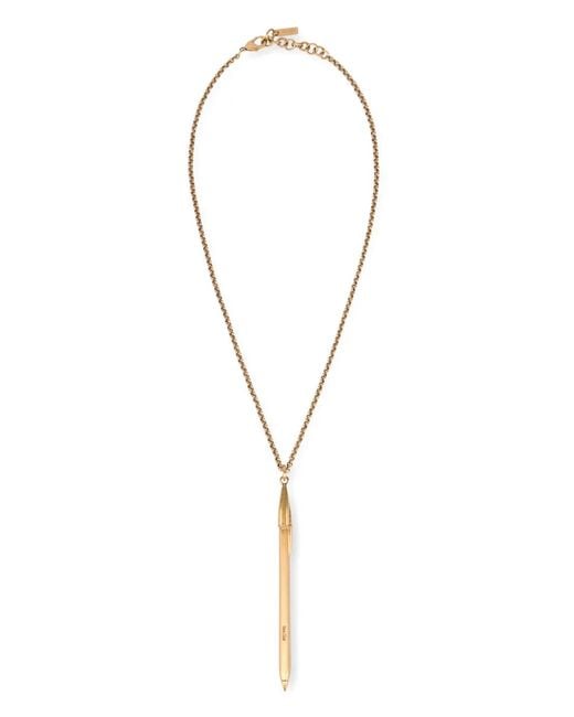 Moschino Metallic Pen-Pendant Chain Necklace