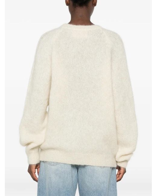 Kristina Ti Blue Cable-Knit Raglan-Sleeve Sweater