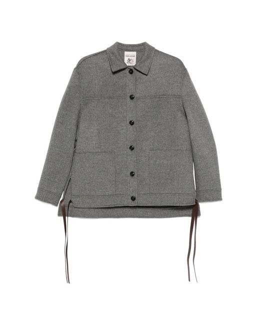Semicouture Gray Tie-Detail Button-Up Jacket