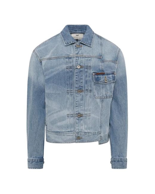 Feng Chen Wang Blue X Lee Light-Wash Panelled Denim Jacket for men