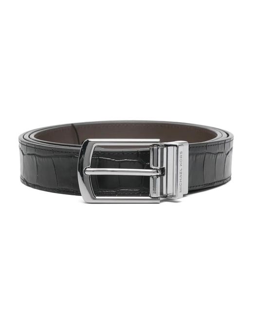 Michael Kors Black Crocodile-Embossed Reversible Belt for men
