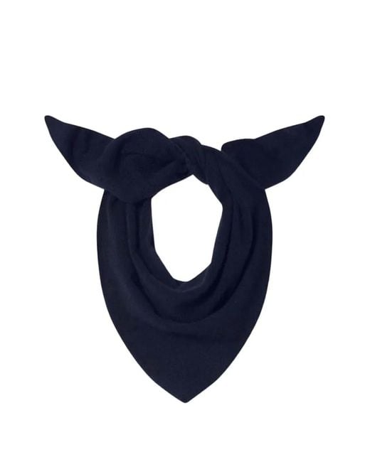 White + Warren Blue Knitted Triangular Scarf