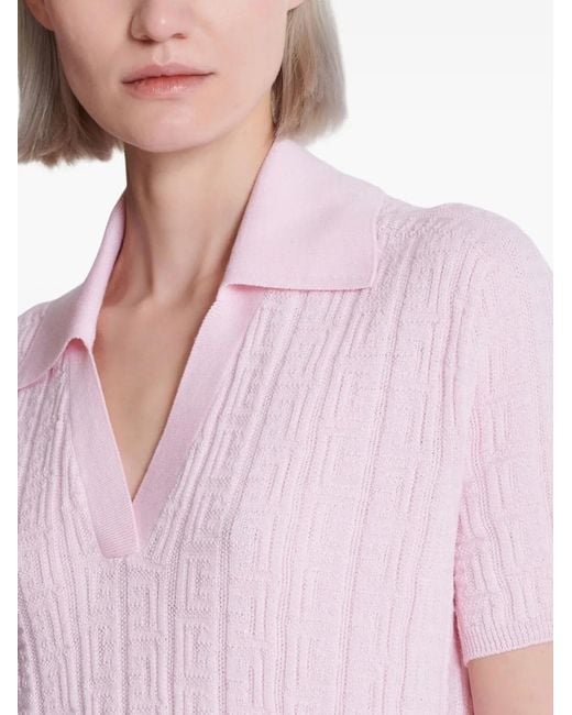 Balmain Pink Monogram-Pattern Top