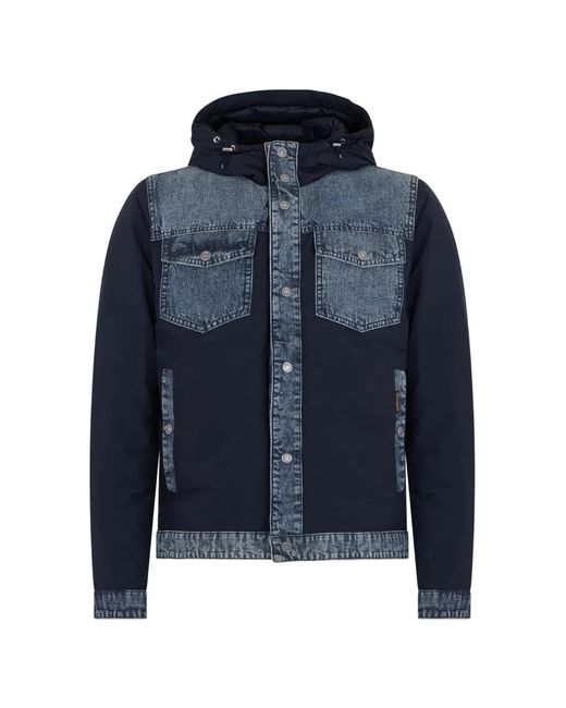 Moorer Blue Hood Pocket Padded Jacket for men