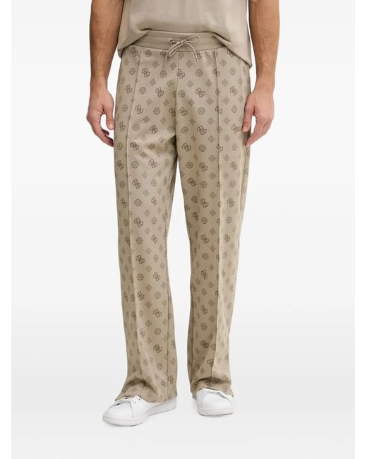 Guess Natural Monogram-Print Track Pants for men