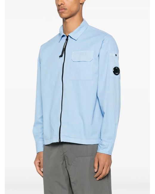 C P Company Blue Lens-Embellished Shirt Jacket for men