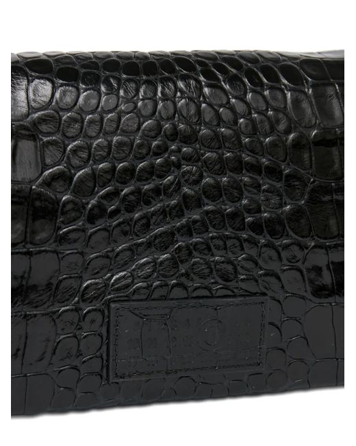 MM6 by Maison Margiela Black Small Croco-Embossed Shoulder Bag