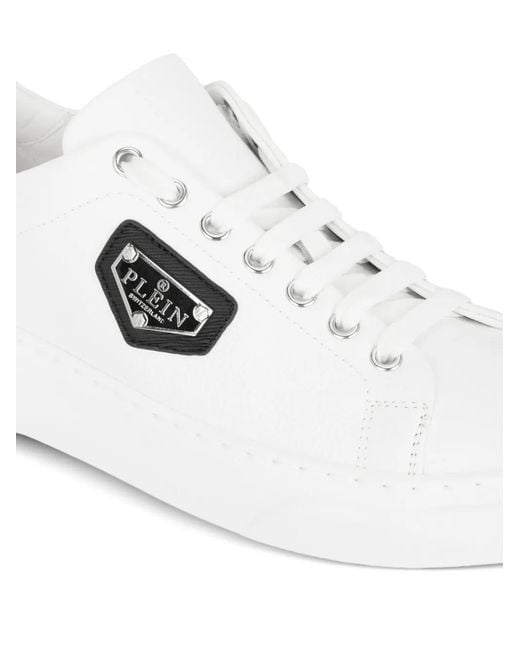 Philipp Plein White Iconic Leather Sneakers