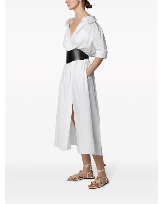 Altuzarra White Lydia Cotton-Blend Poplin Shirt Dress