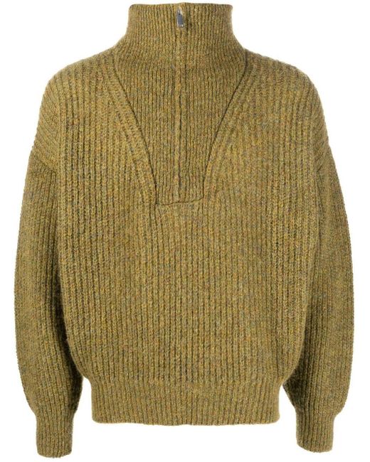 Isabel Marant Ribbed-knit Zipped Jumper in Green for Men | Lyst