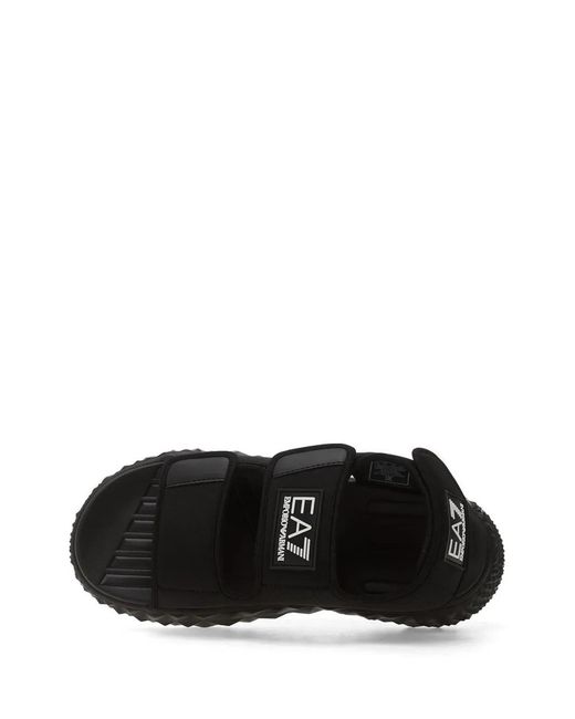 EA7 Black Kombat Touch-Strap Sandals
