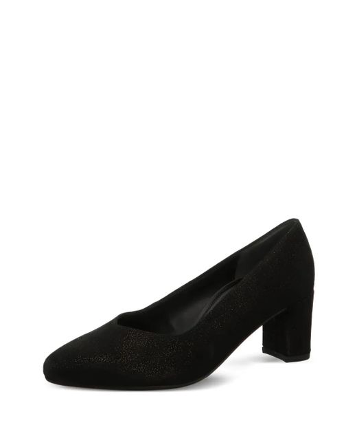 Gabor Black Glitter-Detail Block-Heel Pumps