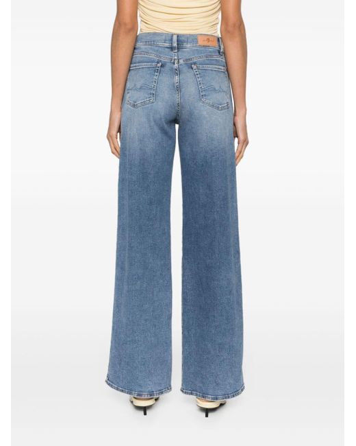 7 For All Mankind Blue Wide-Leg Jeans