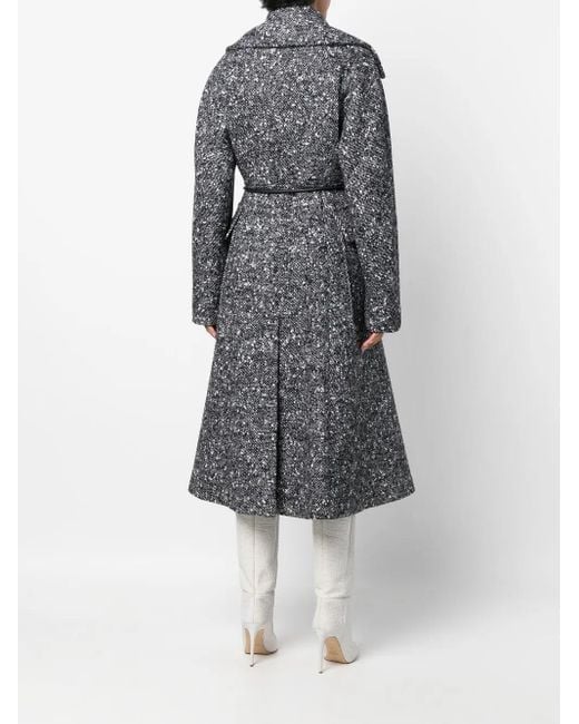 Max Mara Gray Double-Breasted Tweed Coat