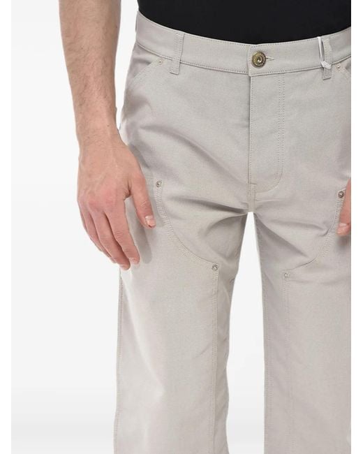 Ferragamo Gray Cotton-Blend Pants With Logo Button for men