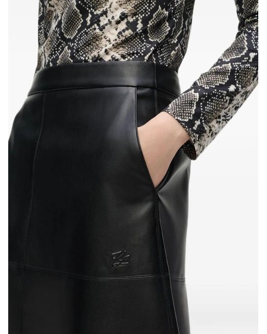 Karl Lagerfeld Black Faux-Leather Panelled Skirt