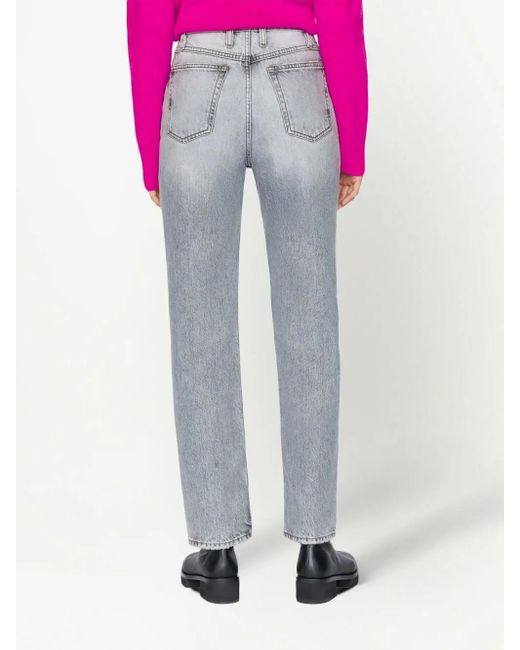 FRAME Blue Mid-Rise Straight Jeans