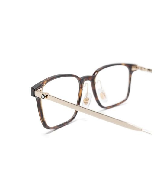 Montblanc Brown Rectangle-Frame Glasses