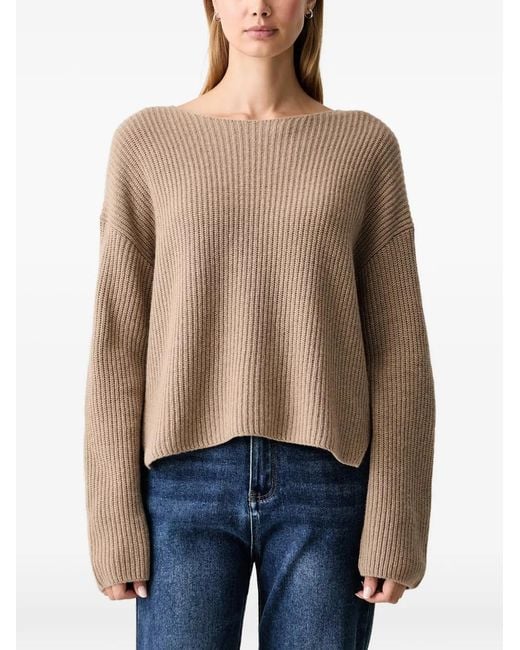 Marc O' Polo Blue Ribbed-Knit Boat-Neck Sweater