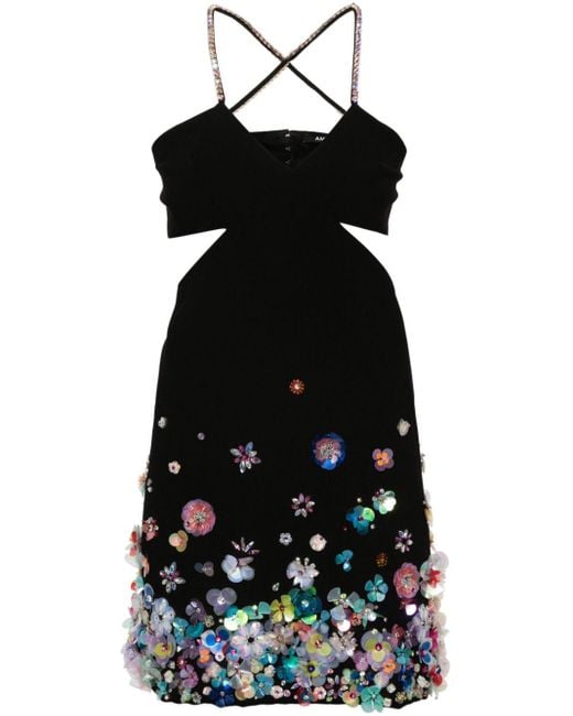 Amen Black Bead-embellished Mini Dress