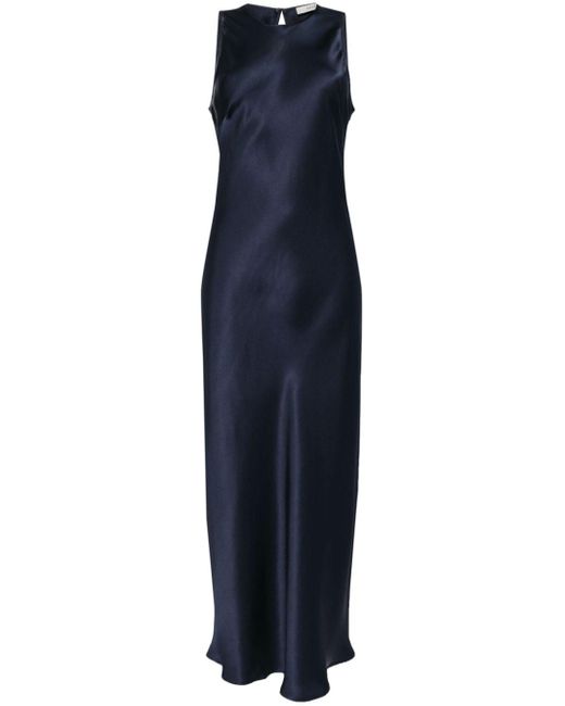 Asceno Blue Valencia Sleeveless Silk Dress