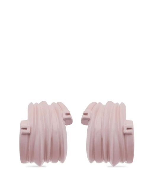 Elisabetta Franchi Pink Spiral-Design Embossed Earrings