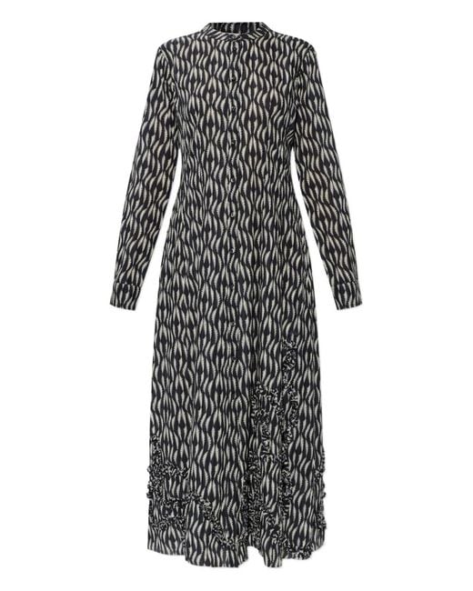 Ulla Johnson Gray Laurentine Ruffled Print Midi Dress