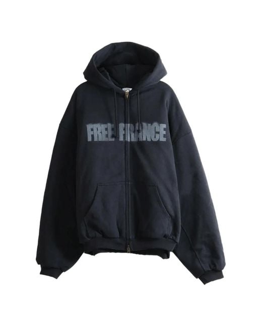 Vetements Black Graphic-Print Zip-Up Hoodie for men