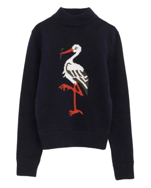 Duran Lantink Blue Heron Cashmere Knit Mock-Neck Sweater