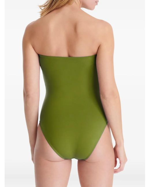 Eres Green Cassiopée Strapless Ruched Swimsuit