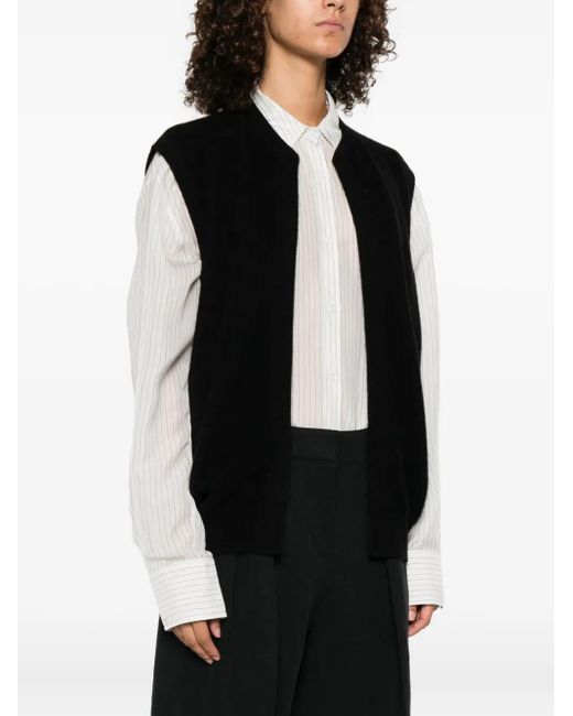 Frenckenberger Black Sleeveless Open-Front Cardigan