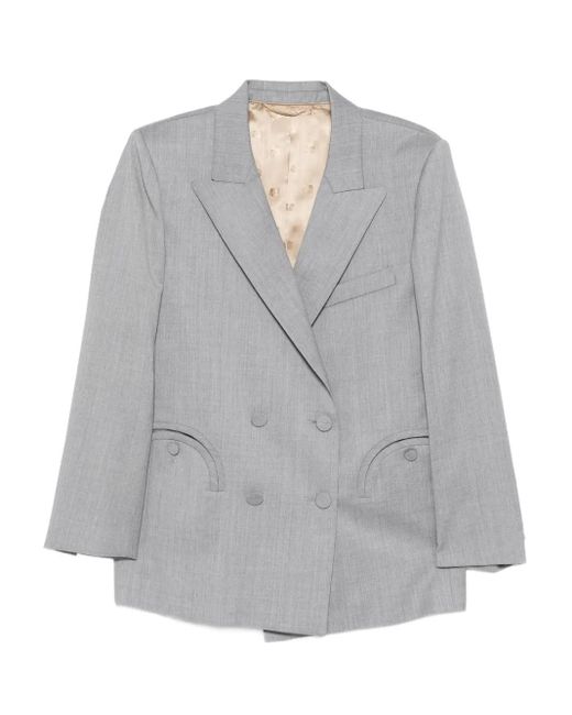 Blazé Milano Gray Double-Breasted Curved-Pocket Blazer