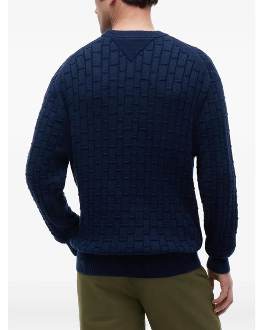 Tommy Hilfiger Blue Basket-Weave Crew-Neck Sweater for men