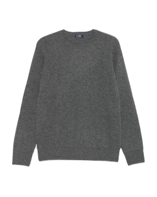 Maglione A Coste Con Maniche Raglan di Barba Napoli in Gray da Uomo
