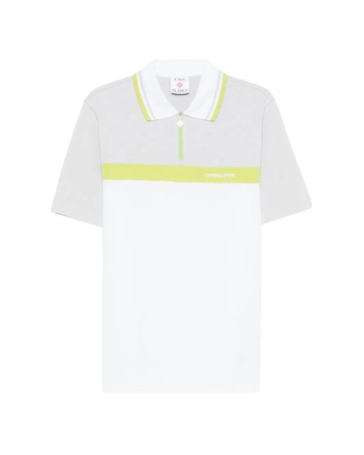 Casablanca White Colour Block Zip Polo Shirt for men