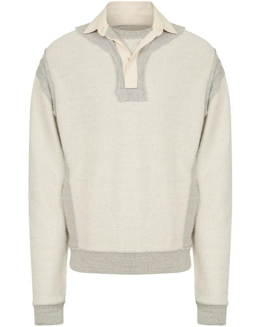 Maison Margiela White Textured-Finish Polo Shirt for men