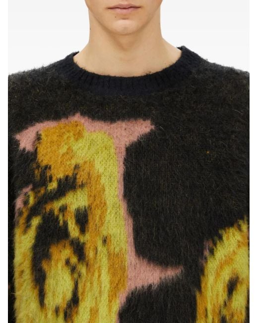 Jersey con rosas en intarsia MSGM de hombre de color Black