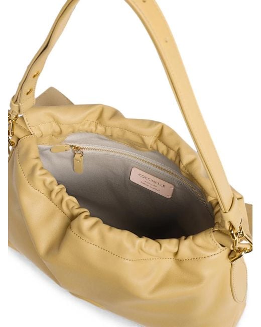 Coccinelle Metallic Small Lidia Logo-Embossed Ruched Shoulder Bag