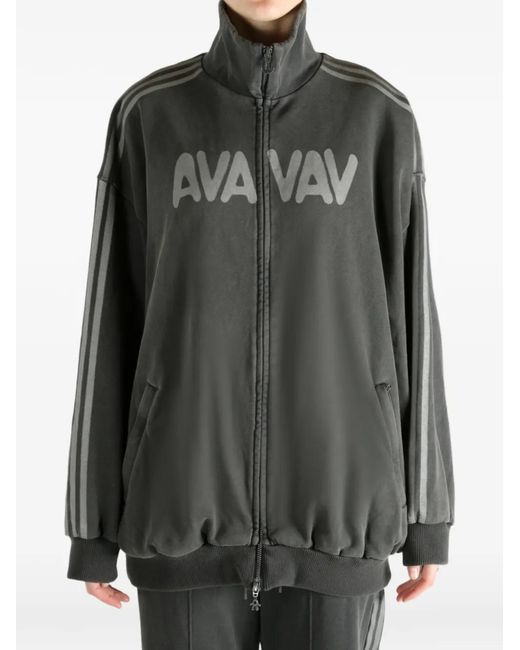 Adidas Gray Stripe-Detail Zip-Up Jacket