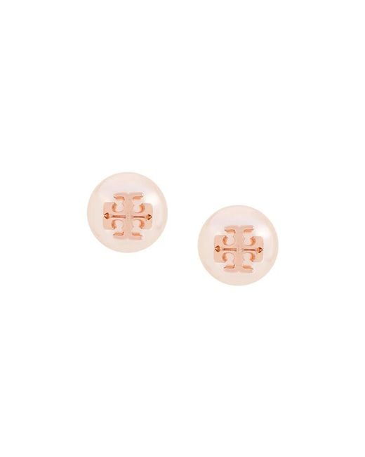 Tory Burch Pink Double-T Stud Earrings