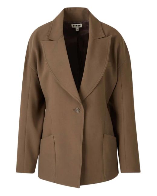 Staud Brown Peak-Lapel Single-Breasted Blazer