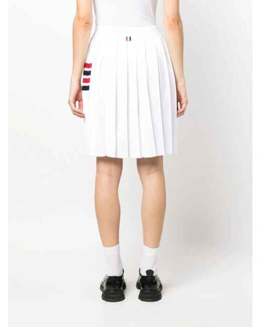 Thom Browne White 4-Bar Pleated Skirt
